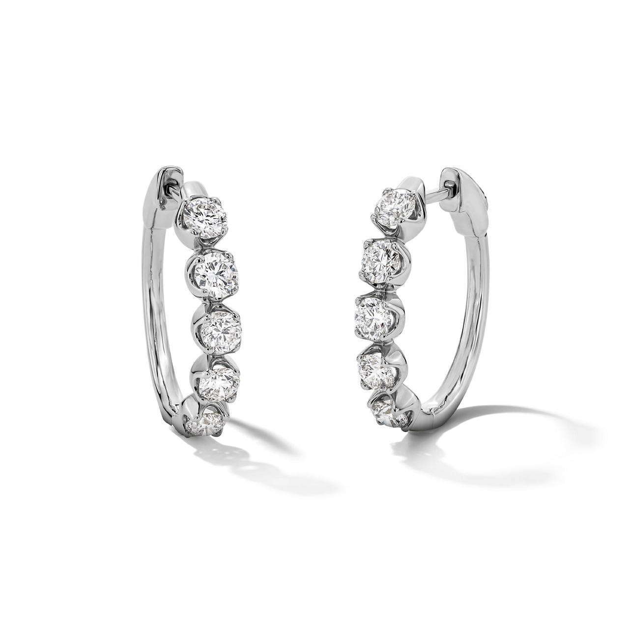 Round Lab Grown Diamond Five Stone Hoop Earrings