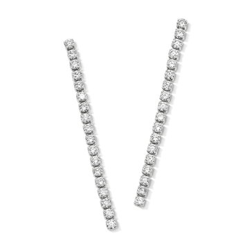 Lab Grown Diamond Line Drop Earrings In White Gold 14K