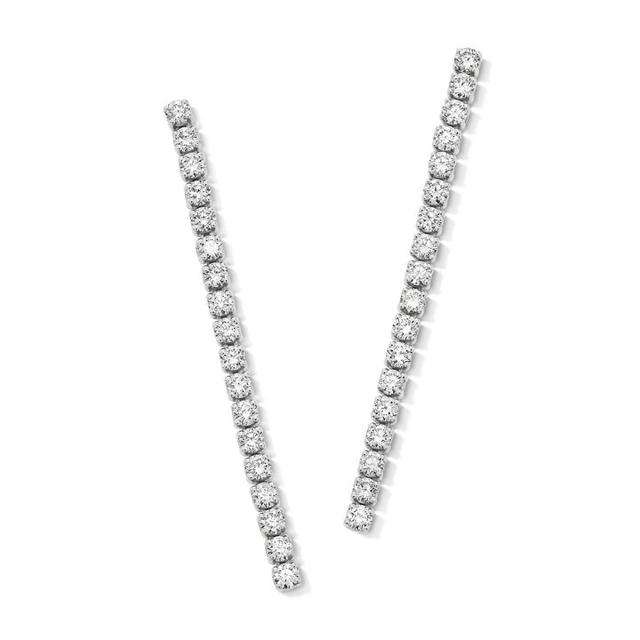 Lab Grown Diamond Line Drop Earrings In White Gold 14K
