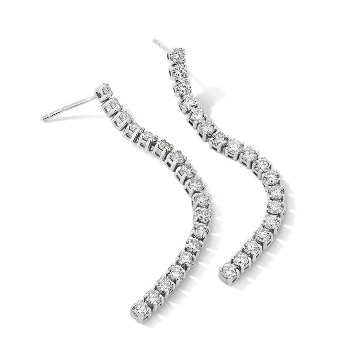 Lab Grown Diamond Line Drop Earrings In White Gold 14K