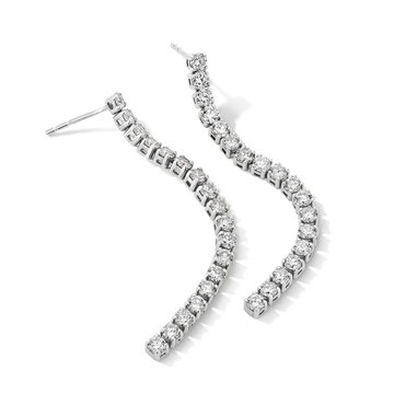 Lab Grown Diamond Line Drop Earrings In White Gold 14K