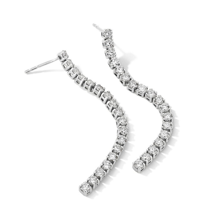 Lab Grown Diamond Line Drop Earrings In White Gold 14K