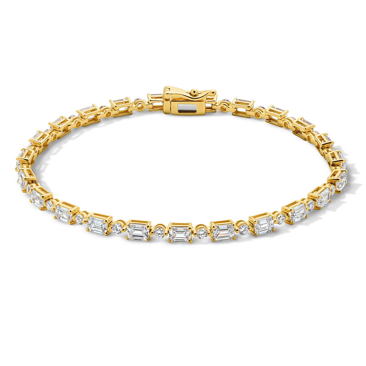 Emerald-Cut & Round Lab Grown Diamond Bracelet