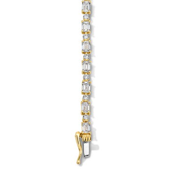 Emerald-Cut & Round Lab Grown Diamond Bracelet In Yellow Gold 14K