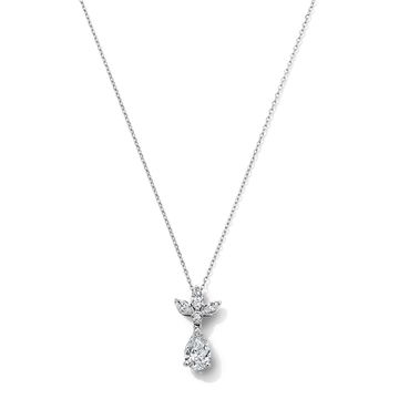 Pear-Shaped Drop Lab Grown Diamond Cluster Necklace In White Gold 14K