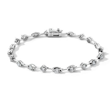 Lab Grown Diamond Marquise & Round Shape Link Bracelet In White Gold 14K