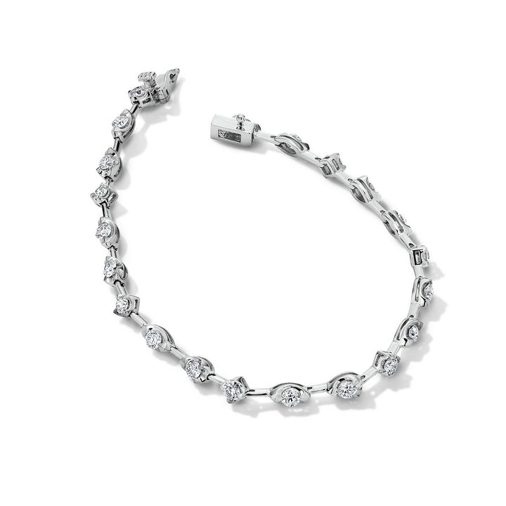 Lab Grown Diamond Marquise & Round Shape Link Bracelet In White Gold 14K