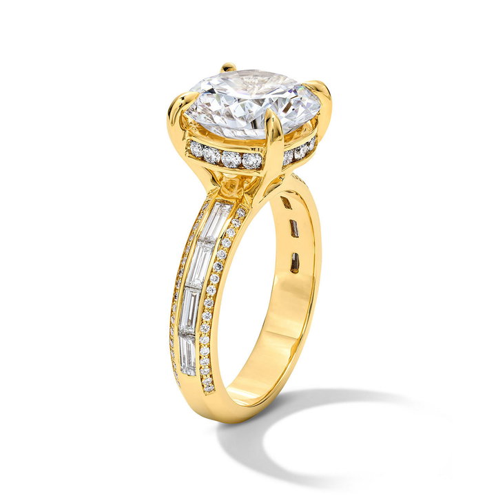 Michael M. Baguette Channel Set Diamond Engagement Setting In Yellow Gold 18K