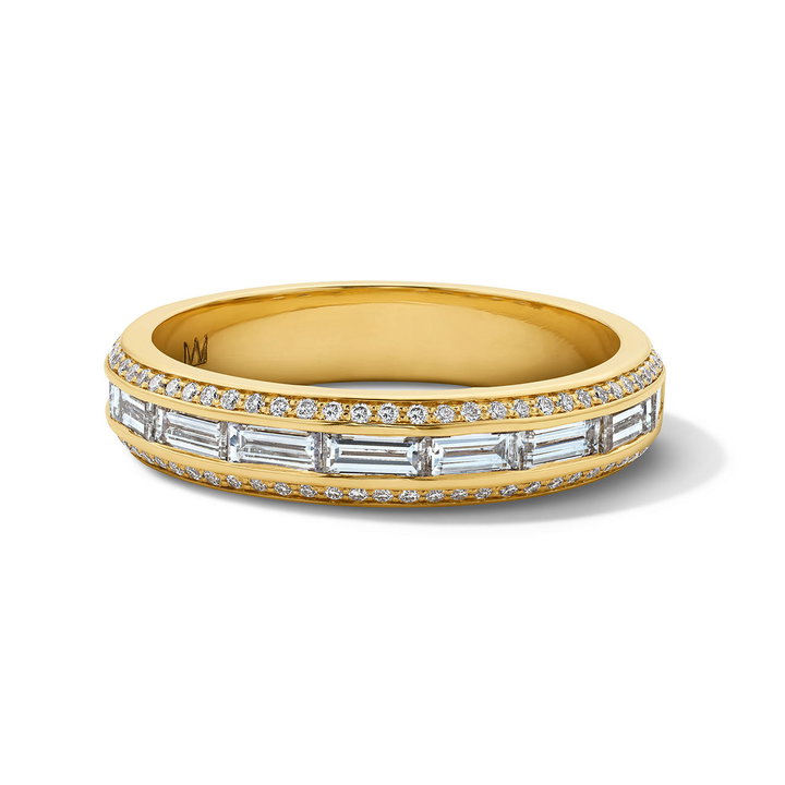 Michael M. Baguette Channel Set Diamond Wedding Band In Yellow Gold 18K