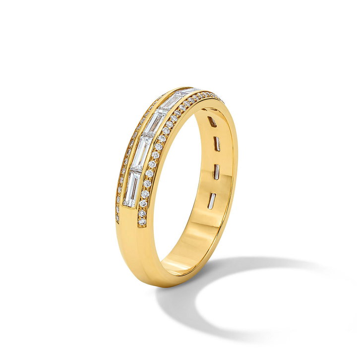 Michael M. Baguette Channel Set Diamond Wedding Band In Yellow Gold 18K