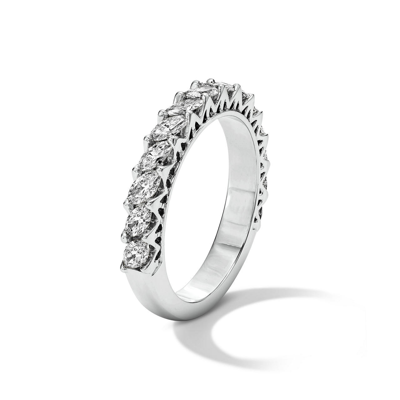 Michael M. Slanted Marquise Diamond Wedding Band In White Gold 18K 1