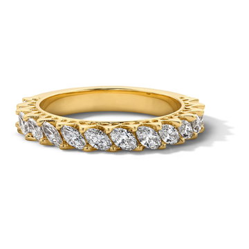 Michael M. Slanted Marquise Diamond Wedding Band In Yellow Gold 18K