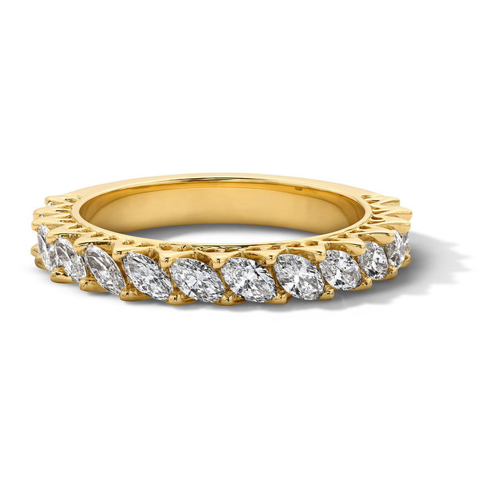 Michael M. Slanted Marquise Diamond Wedding Band In Yellow Gold 18K
