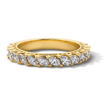 Michael M. Slanted Marquise Diamond Wedding Band In Yellow Gold 18K