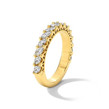 Michael M. Slanted Marquise Diamond Wedding Band In Yellow Gold 18K