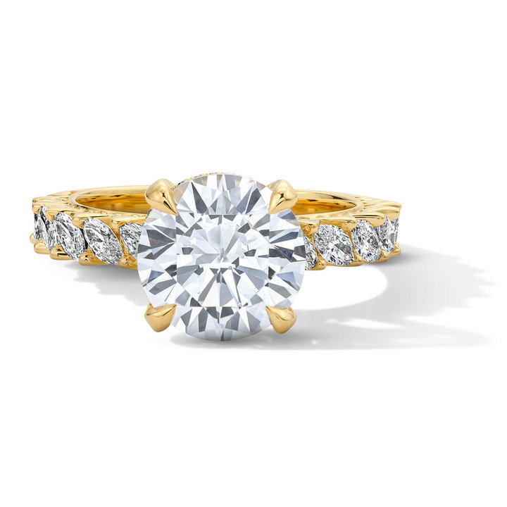 Michael M. Slanted Marquise Diamond Engagement Setting In Yellow Gold 18K