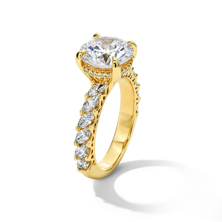 Michael M. Slanted Marquise Diamond Engagement Setting In Yellow Gold 18K