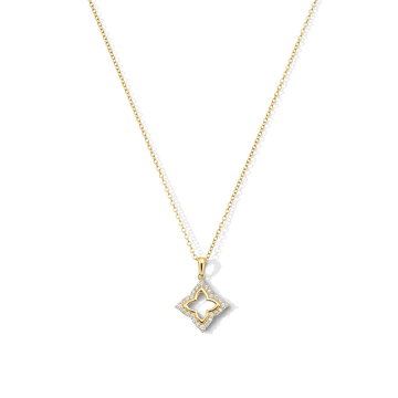 Diamond Open Clover Necklace In Yellow Gold 14K