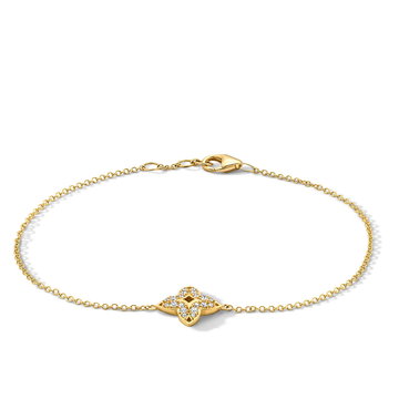Diamond Open Clover Chain Bracelet In Yellow Gold 18K