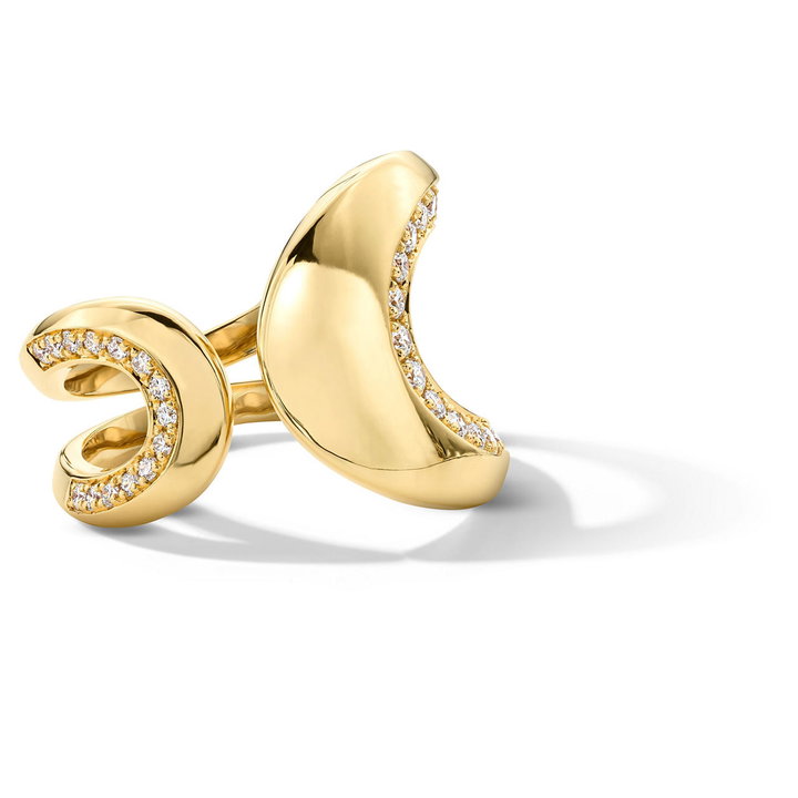 Gold Open Curve Diamond Ring In Yellow Gold 18K