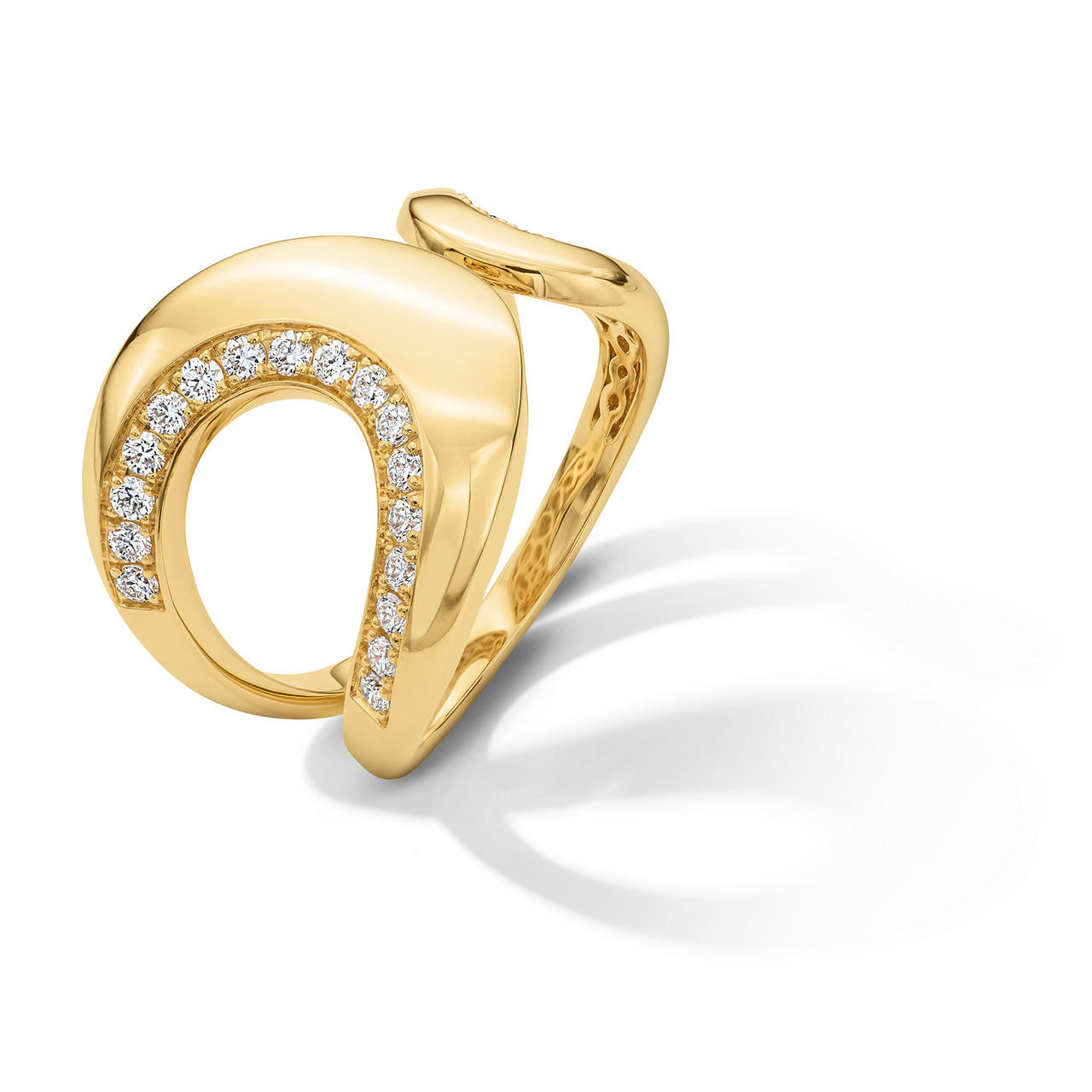 Gold Open Curve Diamond Ring 1