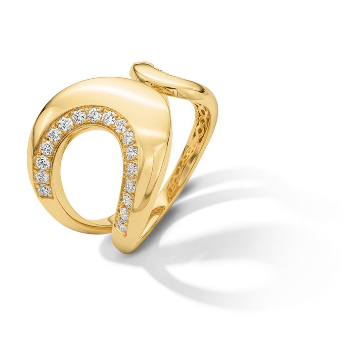 Gold Open Curve Diamond Ring In Yellow Gold 18K