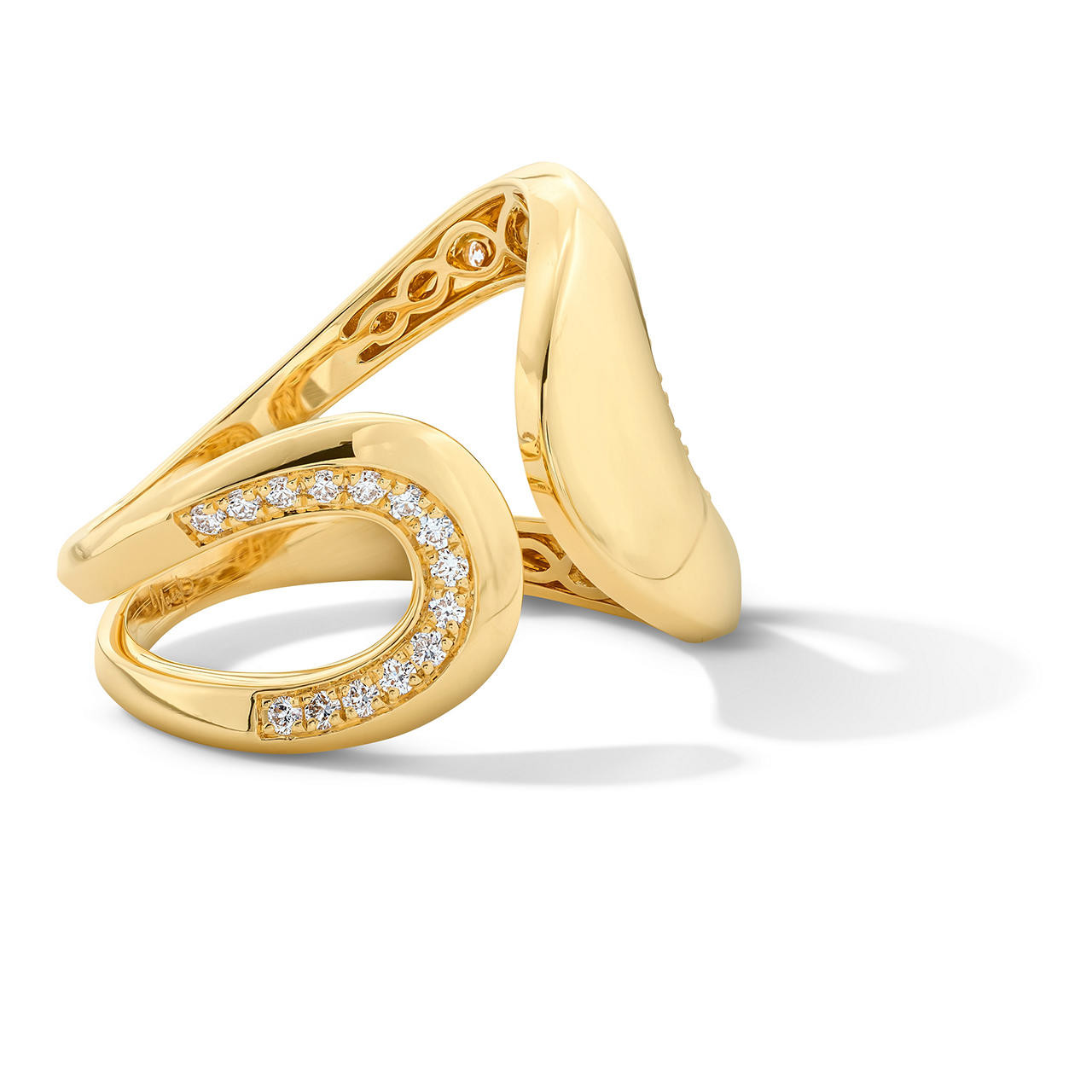 Gold Open Curve Diamond Ring 2
