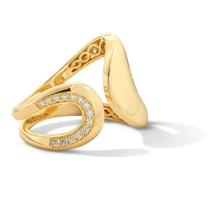 Gold Open Curve Diamond Ring In Yellow Gold 18K