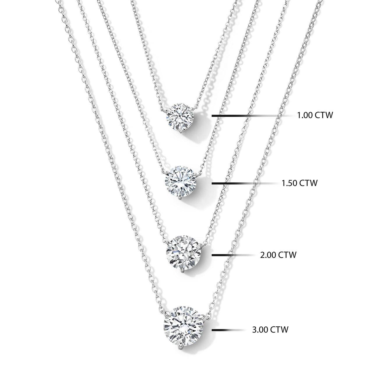 Three Prong Lab Grown Diamond Solitaire Pendant Necklace 1