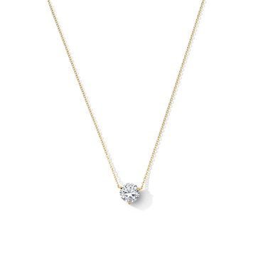 Three Prong Lab Grown Diamond Solitaire Pendant Necklace In Yellow Gold 14K