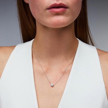 Three Prong Lab Grown Diamond Solitaire Pendant Necklace In White Gold 14K