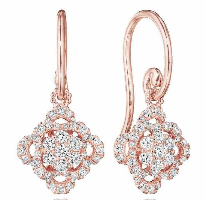Verragio Floret Cluster Dangle Earrings In Rose Gold 18K