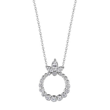 Verragio Graduated Diamond Circle Pendant Necklace In White Gold 18K