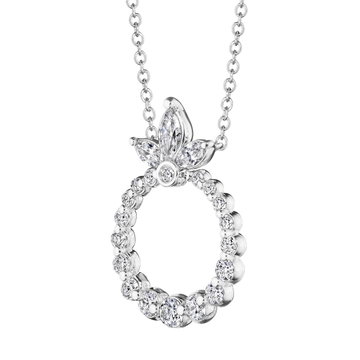 Verragio Graduated Diamond Circle Pendant Necklace In White Gold 18K