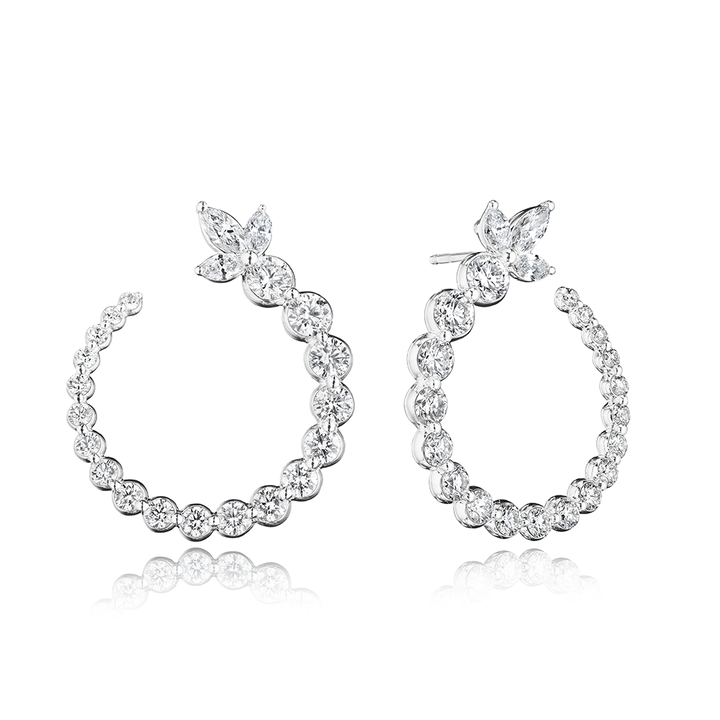 Verragio Graduated Diamond Circle Earrings In White Gold 18K
