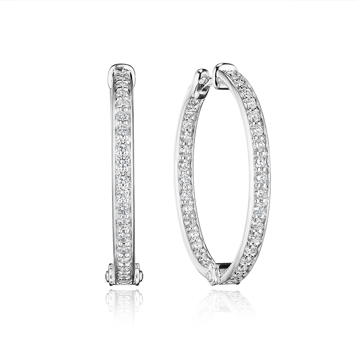 Verragio Felicity In/Out Diamond Hoop Earrings In Solid 18K White Gold