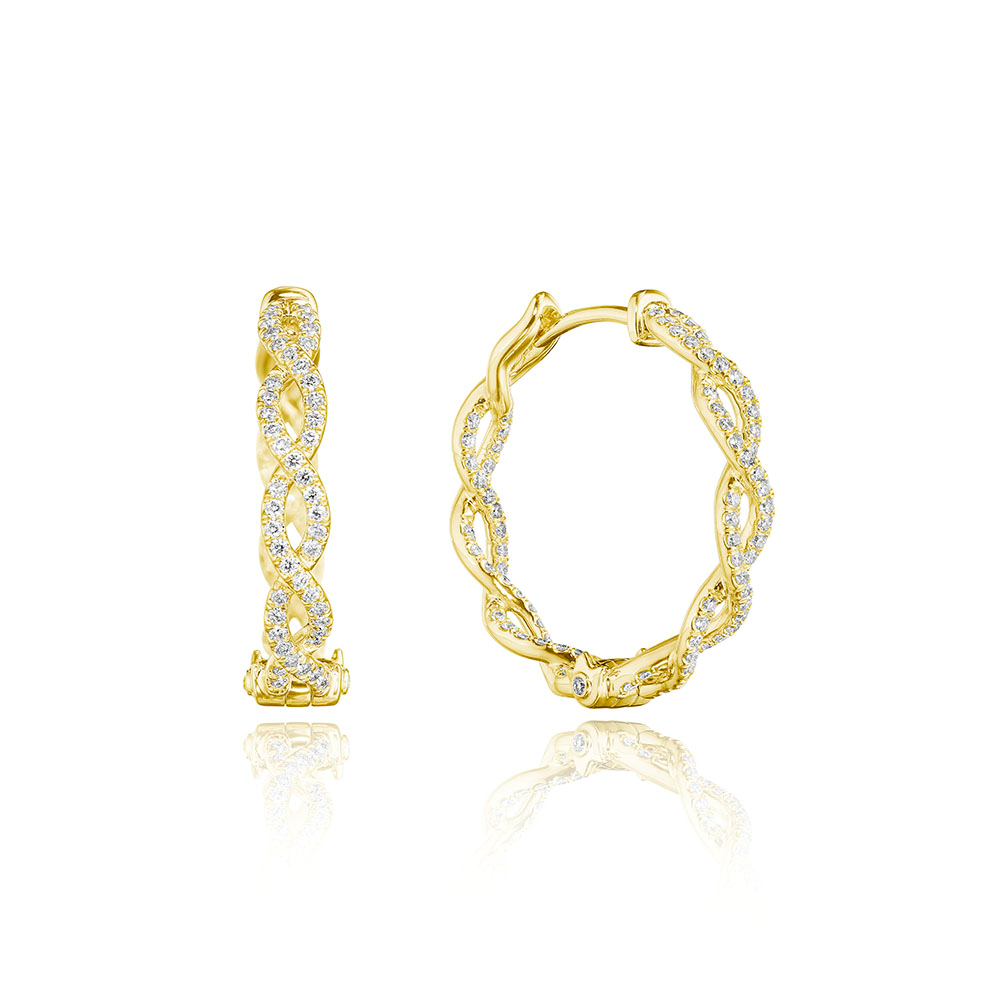 Verragio Braided In/Out Diamond Hoop Earrings 0