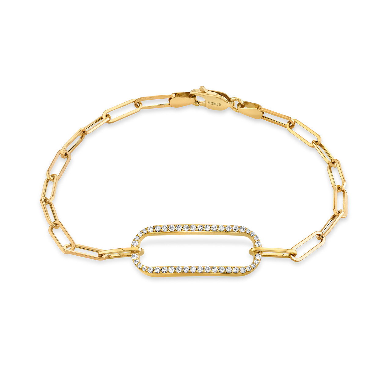 Michael M. Pave Diamond Link Paperclip Chain Bracelet 0