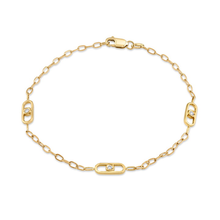 Michael M. Paperclip Chain Diamond Bracelet In Yellow Gold 14K