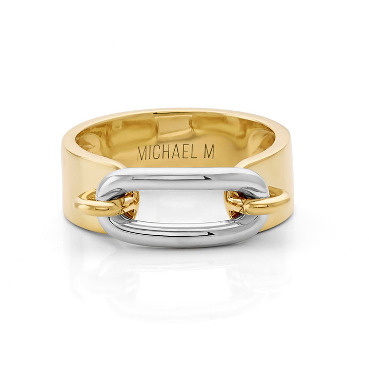 Michael M. Two-Tone Gold Link Band In Solid 14K White / Yellow Gold