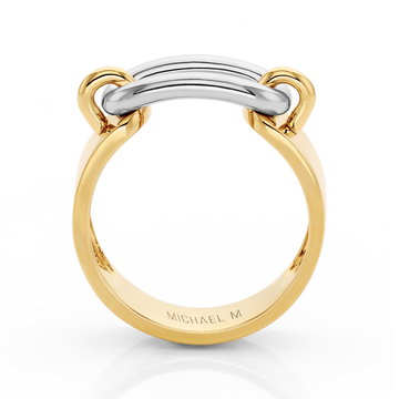 Michael M. Two-Tone Gold Link Band In Solid 14K White / Yellow Gold