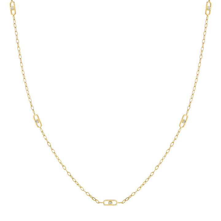 Michael M. Paperclip Chain Station Necklace In Solid 14K Yellow Gold