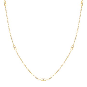 Michael M. Paperclip Chain Station Necklace In Yellow Gold 14K