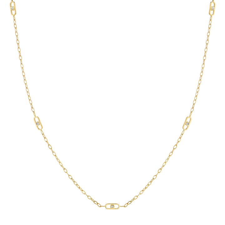 Michael M. Paperclip Chain Station Necklace In Yellow Gold 14K