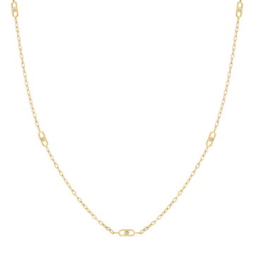Michael M. Paperclip Chain Station Necklace In Solid 14K Yellow Gold