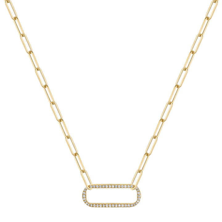 Michael M. Pave Diamond Link Paperclip Chain Necklace In Yellow Gold 14K
