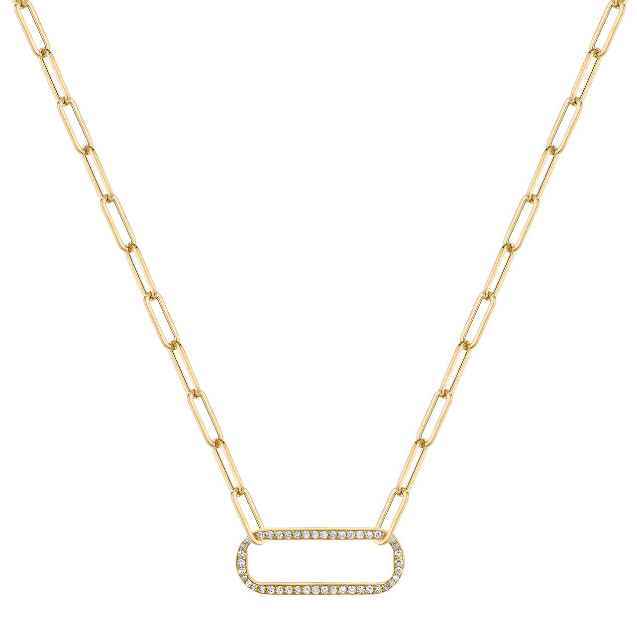 Michael M. Pave Diamond Link Paperclip Chain Necklace 0