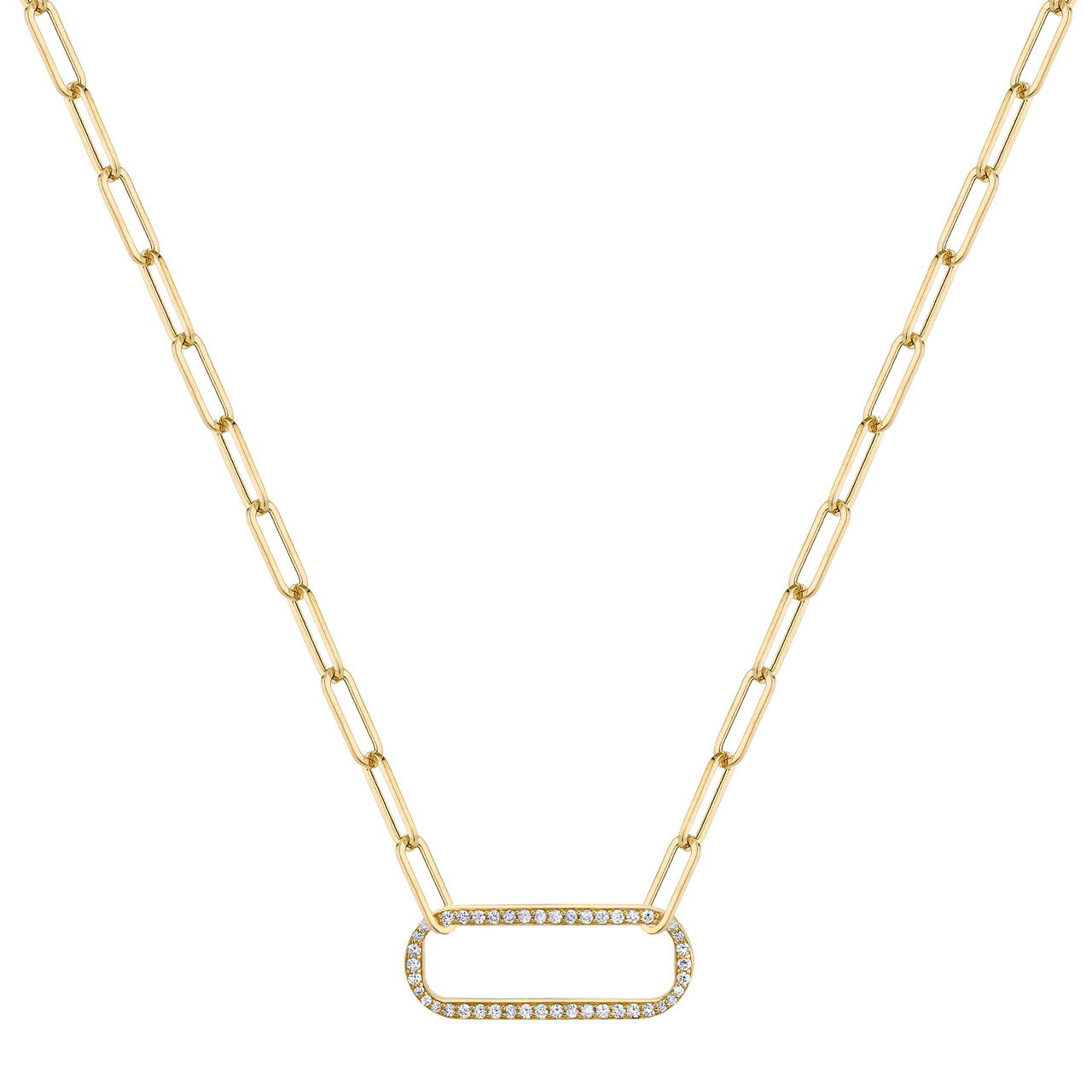Michael M. Pave Diamond Link Paperclip Chain Necklace