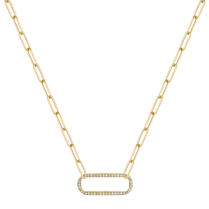 Michael M. Pave Diamond Link Paperclip Chain Necklace In Yellow Gold 14K