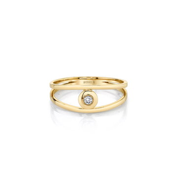 Michael M. Bezel Center Diamond Open Ring In Yellow Gold 14K